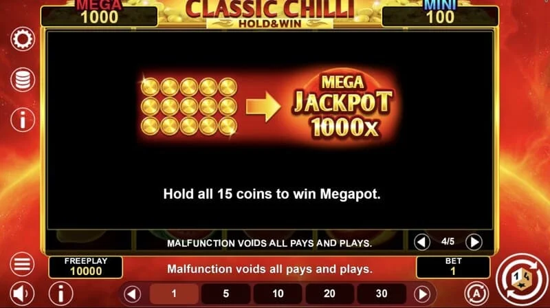 Classic Chilli Hold & Win - alama zinazoshikamana katika raundi ya kushikilia